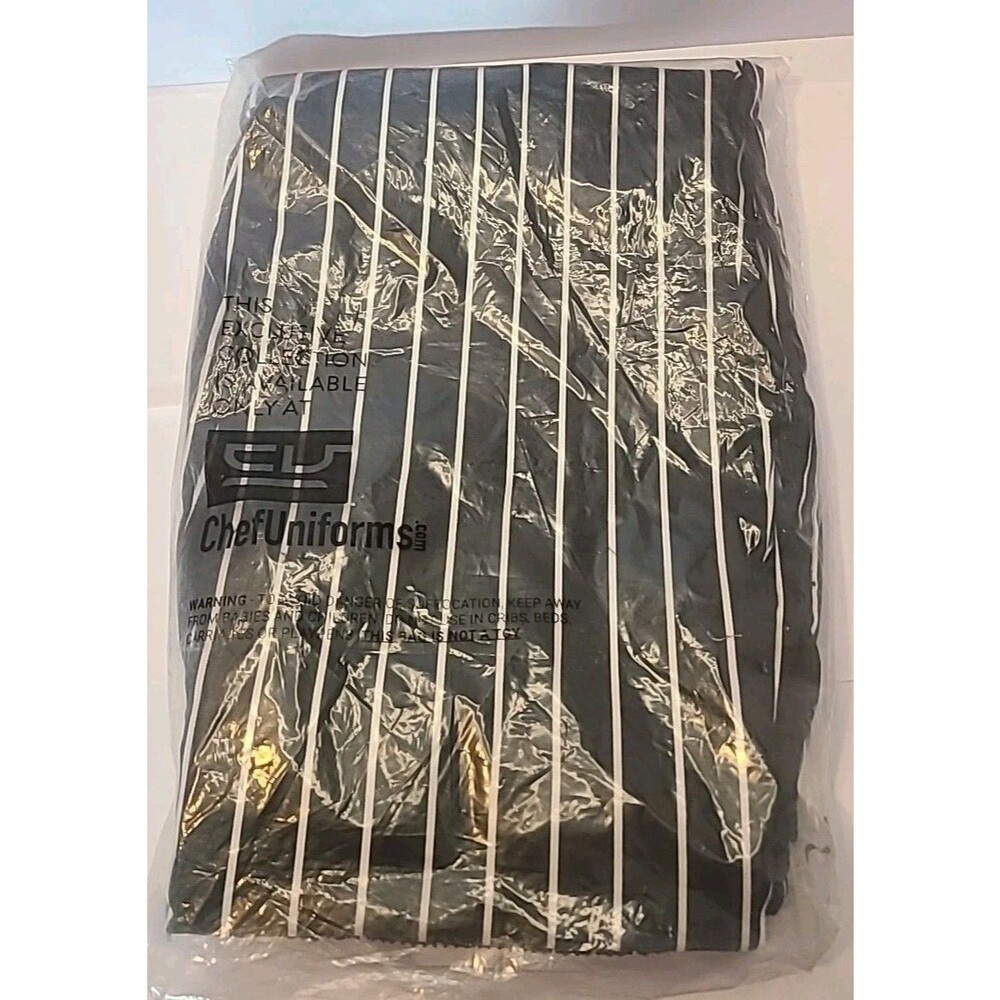 Chef Uniforms Mens Exclusive Baggy Chef Pants Striped Black & White Size Large